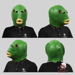   XANH LÁ  Mặt nạ trùm đầu hóa trang quái vật đầu cá màu xanh lá phù hợp cho Halloween Trung Thu Lễ Hội 