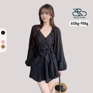 Set xốp đũi Bigsize Cô Nhỏ áo tay dài có chiết eo mềm mỏng nhẹ nhàng phong cách nữ tính cho nàng chubby-SET91