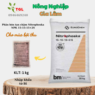 Phân bón, phân bón cây trồng,phân NPK tan chậm 15-15-15+2S Nitrophoska, nhập khẩu Bỉ, túi 1kg - Ngông nghiệp Gia Lâm