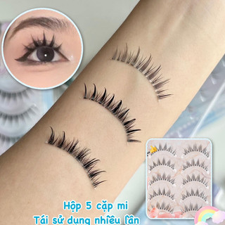Hộp 5 Cặp Lông Mi Giả 3D Tự Nhiên Lông mi mềm - Nhẹ - Có độ cong sẵn