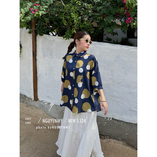Nguyenmy - áo sơmi tay phồng oversize