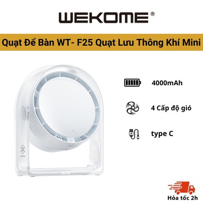 Quạt để bàn Small Hurricane  , WT-F25 , Quạt lưu thông khí mini Sạc Type C - phù hợp gia đình , văn phòng, học sinh