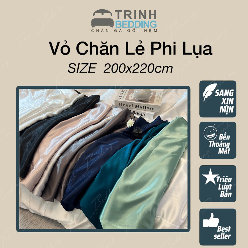 Vỏ Chăn, Vỏ Mền Phi lụa/ dạng khóa kéo dùng lồng ruột 200x220cm Sử dụng ruột chăn
