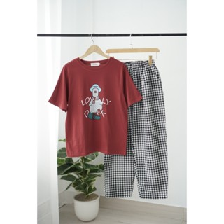 Đồ Bộ Dài Nữ Thời Trang, Áo Thun Cotton, Quần Baggy Lưng Thun, Set Bộ Dài Mặc Nhà Đi Chơi