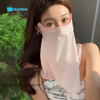 Khẩu Trang Đổi Màu Phong Cách Hàn Quốc SNACKBAR Khẩu Trang Chống Nắng Dài Bảo Vệ Cổ, Vải Lụa Chống Nắng