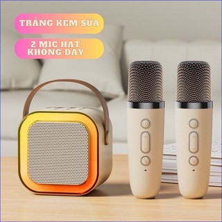 Loa bluetooth k12 kèm 2 micro không dây hát karaoke tại nhà, âm thanh hay bass cực chuẩn