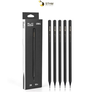 Bút chì gỗ và gôm 2B DELI, dùng để ký hoạ, vẽ chì, phác thảo và đánh trắc nghiệm - STHM stationery