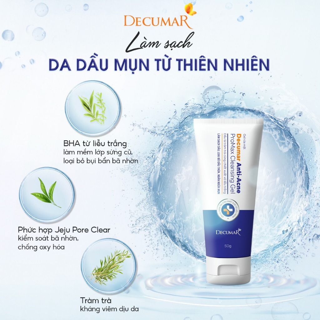 Gel rửa mặt ngừa mụn dịu da Decumar Anti-Acne Promax Cleansing Gel 100g - DPG01