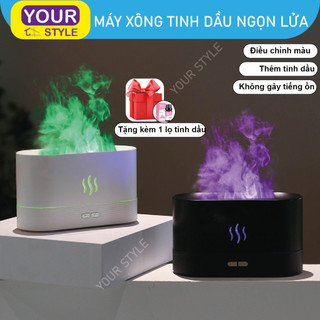 Máy xông tinh dầu hình ngọn lửa - máy khuyếch tán tinh dầu phun sương - LED 7 màu - Tự Ngắt Khi Cạn Nước