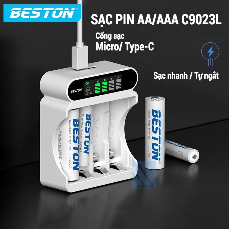 Sạc pin C9023L và pin AA AAA - Sạc thông ming, màn hình LCD -hãng BESTON