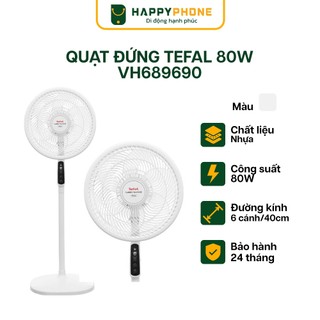 Quạt đứng điều khiển từ xa tefal turbo silence plus vh689690 80w - hàng chính hãng