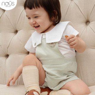 [Nous Baby] Set yếm áo trắng quần kẻ Premium thời trang, phong cách cho bé trai, bé gái (size 6M-3Y)