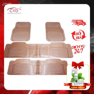 [Tặng Khử Mùi Xe] Thảm Lót Sàn Ô Tô PACKY PODA 6168 Màu Kem 7 Chỗ