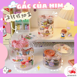 Hộp lưu trữ trong suốt để bàn nhiều tầng xoay độc đáo