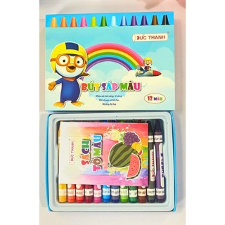   TẶNG SÁCH TÔ MÀU  Bút sáp 12 màu Đức Thanh màu sắc tươi sáng bắt mắt chất liệu an toàn cho trẻ nhỏ 