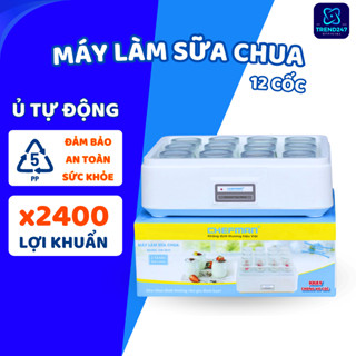 Máy làm sữa chua CHEFMAN gồm 1 máy làm sữa chua + 12 hũ đựng sữa chua (2 loại nhựa và thuỷ tinh)