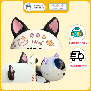 Phụ Kiện Tai Cáo Trang Trí Gắn Mũ Bảo Hiểm Nửa Đầu, Nhiều Màu Sắc Sơn Tĩnh Điện Có Kèm Keo Dán Cute Shop
