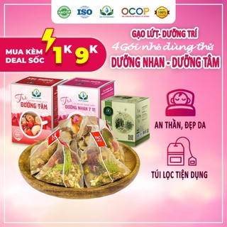 Combo 4 gói nhỏ dùng thử trà dưỡng nhan, dưỡng tâm, dưỡng trí, gạo lứt của SIÊU THỊ THIÊN NHIÊN giúp đẹp da, ngủ ngon