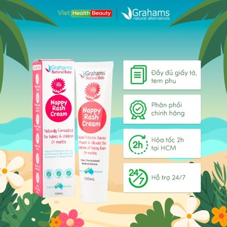 Kem ngừa hăm tã, làm dịu và dưỡng da cho bé Nappy Rash Cream Grahams Natural Baby 100ml - Viet Health Beauty
