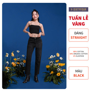Quần Jeans Nữ Dáng Straight Nhuộm Đen. Women's Straight-Leg Black Jeans - 222WD2083F2090