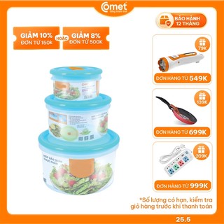 Bộ hộp nhựa đựng thực phẩm COMET 3 hộp tròn CH16-16