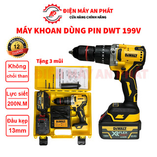 Máy khoan pin máy bắn vít cầm tay DWT 199V KHÔNG CHỔI THAN đầu 13mm khoan siêu khỏe bảo hành 12tháng