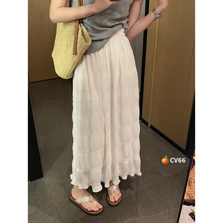 chân váy xốp nhăn dáng dài 70cm tiểu thư