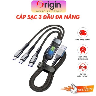  Dây Cáp Sạc Nhanh 3 in 1 Type C Micro pd100w tự động ngắt dòng điện bọc dù - Origin official 