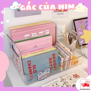 Giá đựng sách trong suốt để bàn đựng hồ sơ tài liệu có tay cầm siêu xinh tiện dụng đa năng