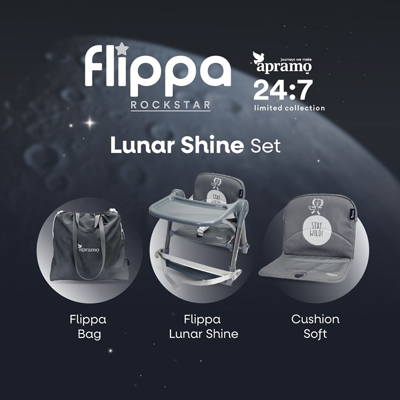 Ghế ăn dặm cho bé gấp gọn siêu nhẹ Apramo Flippa Rockstar Dining Booster cho bé từ 6-36 tháng