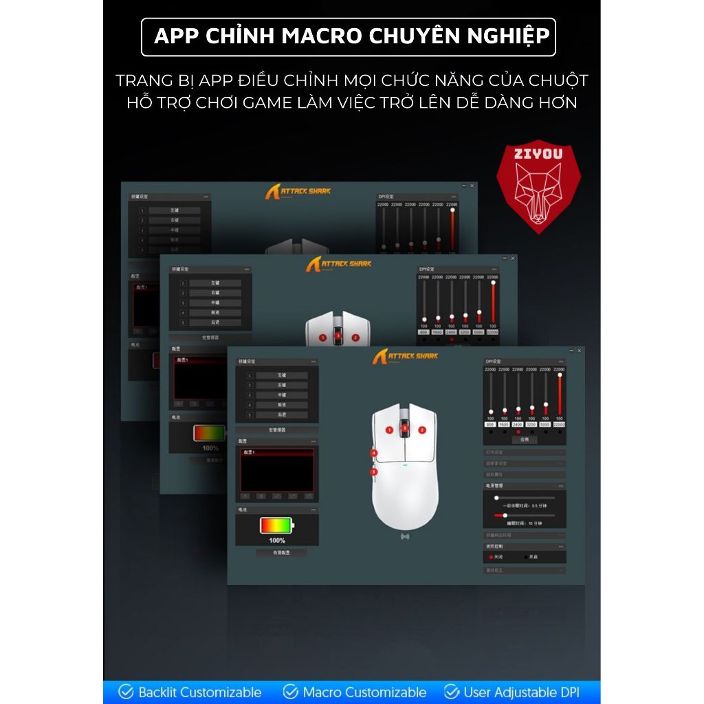 Chuột Không Dây Bluetooth Chuyên Gaming Ziyou Attack Shark X11 Chip Khủng PAW3311 Pollingrate 1Khz | BigBuy360 - bigbuy360.vn