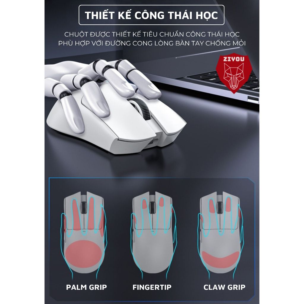 Chuột Không Dây Bluetooth Chuyên Gaming Ziyou Attack Shark X11 Chip Khủng PAW3311 Pollingrate 1Khz | BigBuy360 - bigbuy360.vn