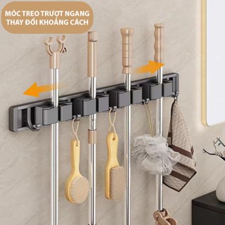 Móc Kẹp Chổi Dán Tường Inox Cao Cấp, Giá Đỡ Cây Lau Nhà thông minh, Móc Treo Nhà Tắm Inox 304, Dụng Cụ Nhà Bếp