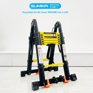 Thang nhôm rút đôi SUMIKA SKS440D, sơn tĩnh điện, chữ A cao 2.2m, chữ I cao 4.4m, tải trọng 300kg