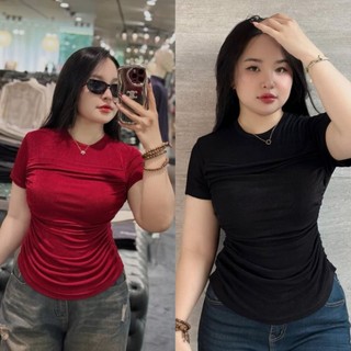 ÁO THUN NHŨ CỔ TRÒN NHÚN SƯỜN SIÊU HACK EO BIGSIZE