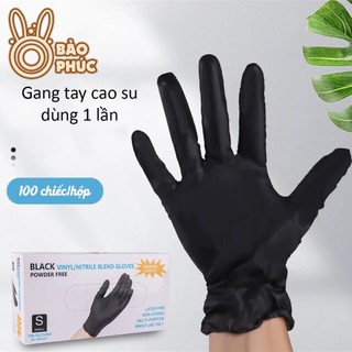Găng tay cao su đen chống tia UV - Găng tay làm móng - Bảo vệ da tay - hộp 100 cái - Đàn hồi - dẻo dai- găng tay cao su