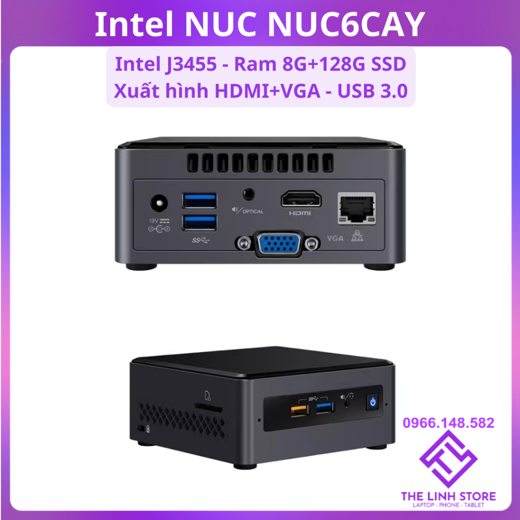 Máy tính Mini PC Intel NUC NUC6CAY - Intel J3455 Ram 8G SSD 128G