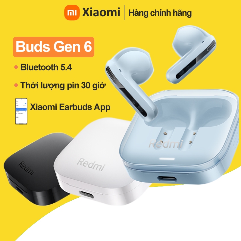 Tai nghe nhét tai không dây Xiaomi Redmi Buds Gen 6 bluetooth 5.4 TWS,5 Chế Độ Nhạc,pin 30h,Hàng chính hãng