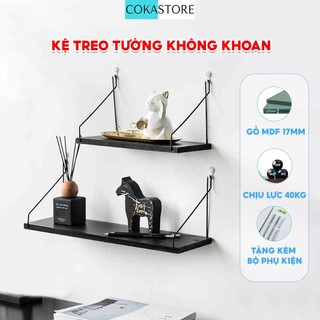 Kệ Gỗ Dán Tường Không Khoan COKASTORE Kệ Decor Thanh Ngang Kích Thước 20 Đến 60cm Tặng Kèm Phụ Kiện - KT02