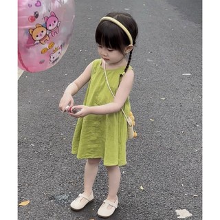 Váy bé gái dáng suông buộc dây lưng dễ thương cho bé từ 1 tuổi đến 5 tuổi