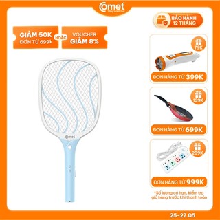 Vợt Muỗi COMET CP046 Pin Lithium 500mAH Sạc 3h Sử Dụng 15 Ngày Sạc tới 1000 Lần, Lưới Vợt Hợp Kim Alum An Toàn, Bền Bỉ