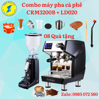 Combo máy pha cà phê gemilai crm3200b và máy xay cà phê ld 020 - dùng cho quán - chuẩn vị espresso - mới 100%