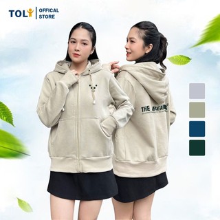 Áo khoác Nỉ Hoodie TOLI Nam Nữ Form rộng in 2 mặt - THE BEAR KMI50