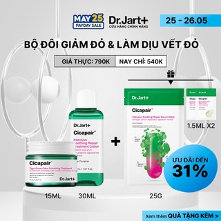  Bộ đôi Dr.Jart+ Giảm đỏ & Làm dịu vết đỏ - Treatment | Toner | Mặt Nạ Cho Da Nhạy Cảm