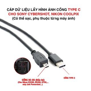 Cáp dữ liệu  Nikon, Sony dòng Compact lấy ảnh sang điện thoại cổng Type C