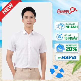 Áo sơ mi nam GENEROS AK517 010124121MF áo sơ mi công sở cộc tay ít nhăn siêu bền lịch lãm đứng form