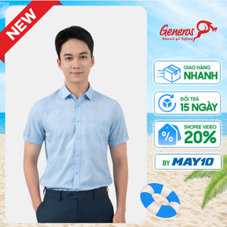 Áo sơ mi nam GENEROS AK520 010124121MF áo sơ mi công sở cộc tay ít nhăn siêu bền lịch lãm đứng form