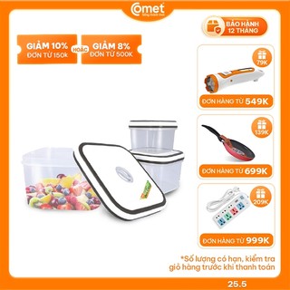 Bộ hộp nhựa đựng thực phẩm COMET Bộ 3 hộp vuông CH16-69