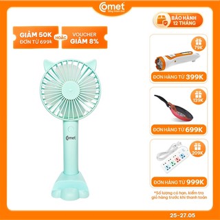 Quạt Sạc Cầm Tay COMET CRF1104 Công Suất 3W, Pin 1200mAh, Có Đế Rời, Kích Thước Nhỏ Gọn