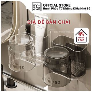 Kệ nhựa để bàn chải đánh răng kèm cốc treo tường có lỗ thoát nước | bộ đựng bàn chải trong suốt đa năng